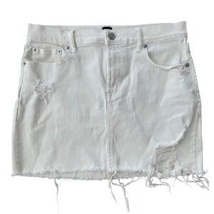 GAP‎ Denim White Distressed Ripped Mini Skirt Womens Size 27R